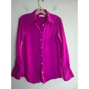 Suistudio Fuschia Pink 100% Silk Long Sleeve Button Down Blouse size EU36/US 6